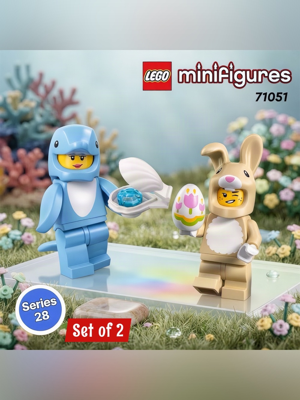 LEGO Series 28 Minifigures (71051) SET Dolphin & Bunny Costume Girl Figures New